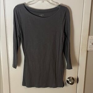 LOFT Charcoal 3/4 sleeve Tee